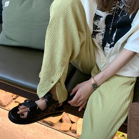 Quần dài ống rộng lưng cao màu sắc ngọt ngào thời trang mùa hè dành cho nữ