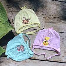 Mũ cotton Hằng Trang cho bé sơ sinh, có dây buộc, hàng đẹp mềm mịn