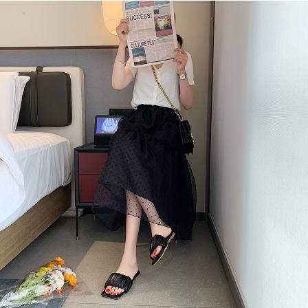 Dép Quai Ngang Nữ Bèo Nhún Tiểu Thư - Dép Lê Nữ Mũi Vuông Nhún Bèo Sành Điệu Mang Cực Êm Chân