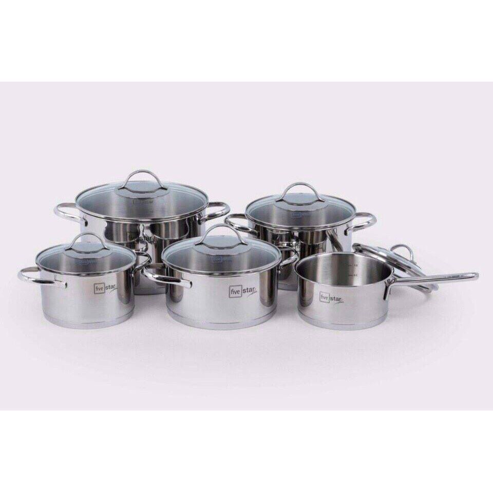 Bộ nồi Fivestar Kitchi 5 chiếc vung kính Inox 304 cao cấp