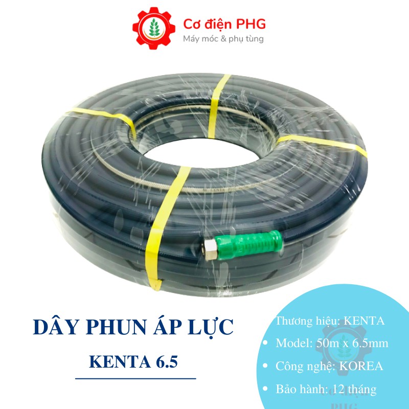 Dây phun áp lực dùng cho máy bơm xịt rửa cao áp hiệu KENTA 6.5mm x 50m|  Công nghệ GERMANY | Bảo hành 12 tháng | Dây hơi