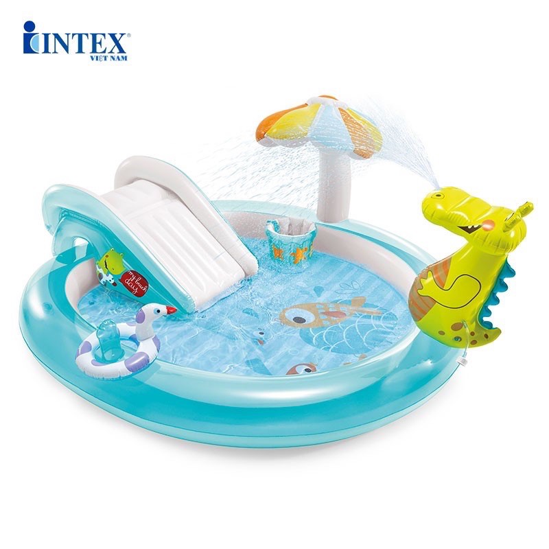 Bể phao bơi cá sấu cầu tuột, bể hơi gia đình PM-11137 Seed Baby