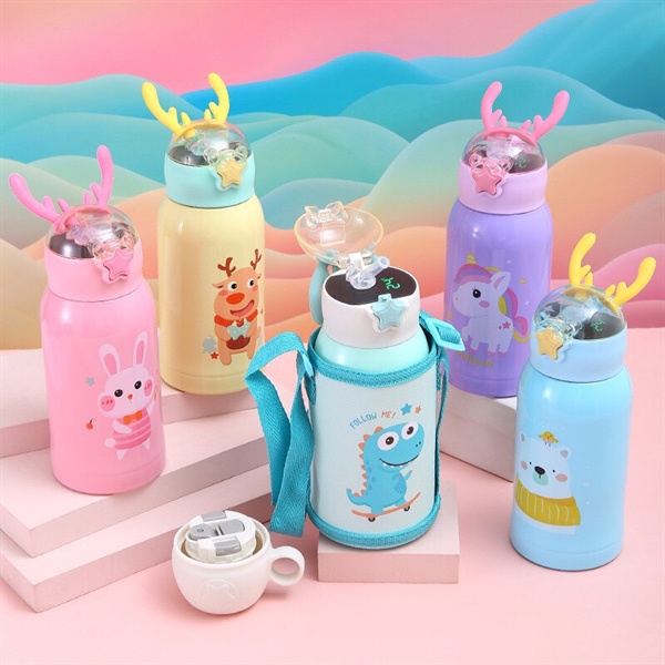 Bình hiển thị nhiệt độ sừng hưu inox 400ml có túi xách đi kèm tiện lợi pha sữa đựng nước giữ nhiệt được lâu