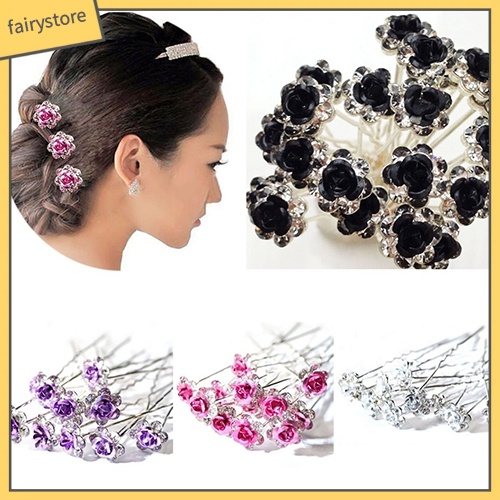 Set 5 Trâm Cài Tóc Hình Hoa Hồng Đính Đá Thời Trang Cho Nữ