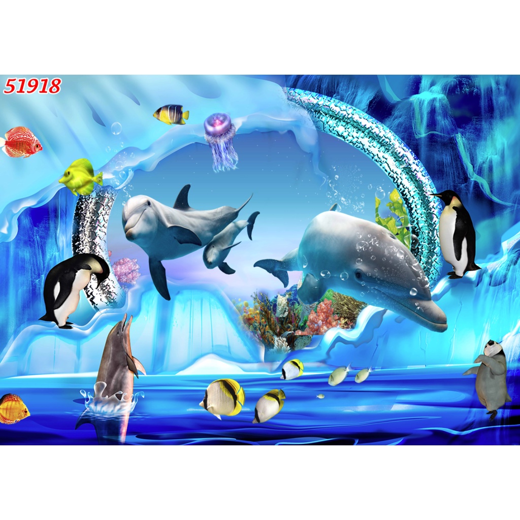 Tranh Dán Tường Đáy Biển Đại Dương 3D