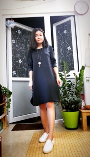 Đầm thun dài tay dáng suông (có ảnh chụp thật)