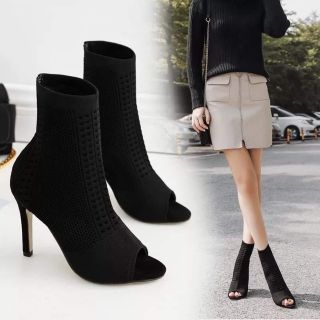 Boot len hở mũi gót nhọn ảnh thật