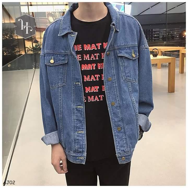 áo khoác jean cao cấp trơn V8385