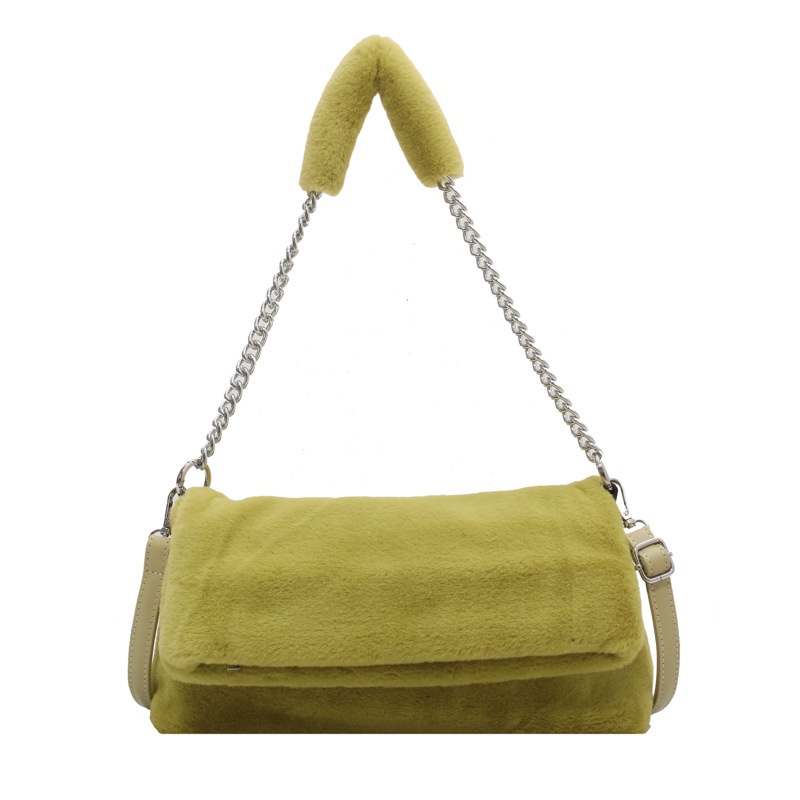 Túi xách messenger IELGY nhồi bông đeo dưới cánh tay phối dây xích hợp thời trang