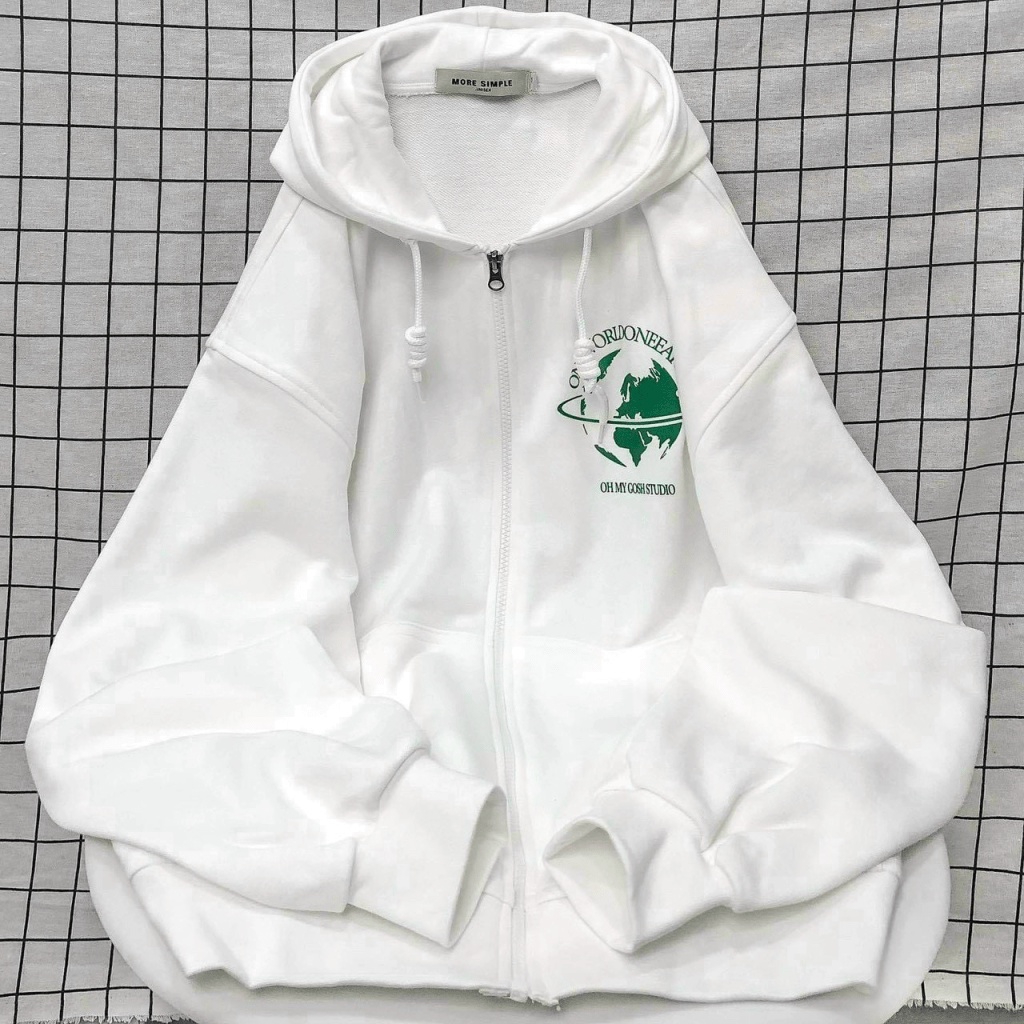 (Free Ship) FREE SHIP Áo KHoác Nỉ Dây kéo ZIp In HÌnh Trái Đất Xanh Mình Anh Và Em Chống Nắng HOt Trend h.h.p