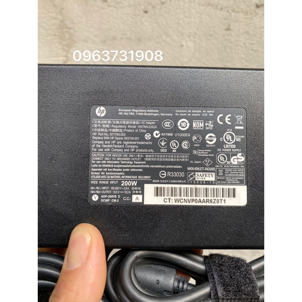 Sạc laptop Hp 200W 19.5V 10.3A chân kim xanh chính hãng HP cung cấp