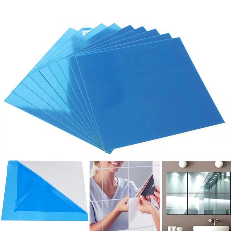 9 Miếng Giấy Dán Tường Acrylic Tráng Gương 3D 15x15cm