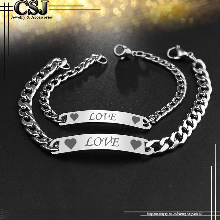 LẮC VÒNG TAY CẶP ĐÔI INOX CHỮ LOVE ĐẸP Ý NGHĨA CP018