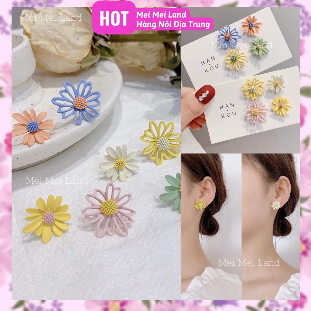 Khuyên Tai Hoa Cúc Độc Đáo Nhiều Màu Phong Cách Hàn Quốc