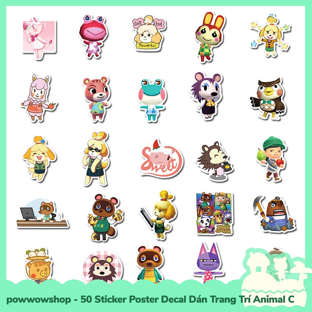 [Sẵn VN - Hỏa Tốc] 50 Sticker Decal Dán Trang Trí Đa Năng Cho Nhiều Vật Dụng Mẫu Game Animal Crossing Horizons Happy Fun