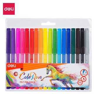 Bút dạ màu 18 màu Deli C10013 - Màu sắc tươi sáng