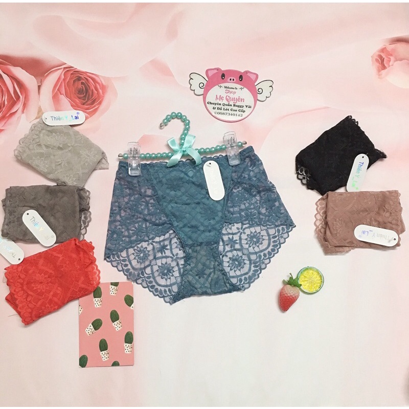 Quần lót ren đùi cạp cao- ren mỏng xuyên thấu không viền tự tin diện đồ body