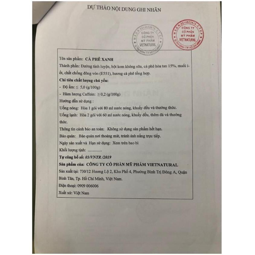 Cà Phê Xanh Thiên Nhiên Việt (hộp 10 gói) | BigBuy360 - bigbuy360.vn