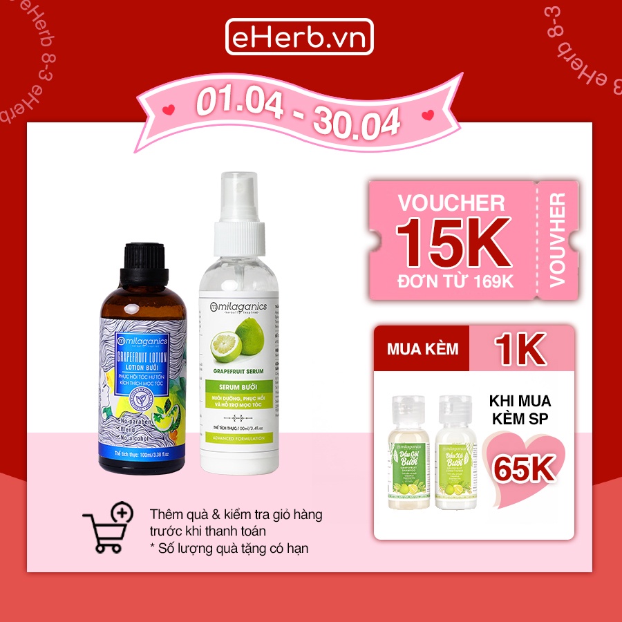 Combo Serum &amp; Lotion Bưởi Kích Thích Mọc Tóc, Ngăn Ngừa Rụng Tóc MILAGANICS (100ml/ Chai)