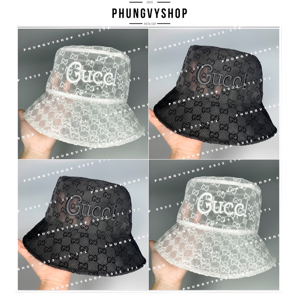 Nón BUCKET đơn giản unisex - Bo lưới trong Thêu Gu Lo  - mũ tai bèo vành