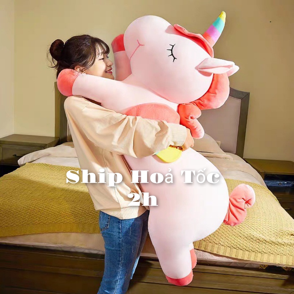 Gấu Bông Ngựa Unicorn Kỳ Lân 1 Sừng size 1m - Thú Bông Ngựa Pony  Siêu Mềm Mịn