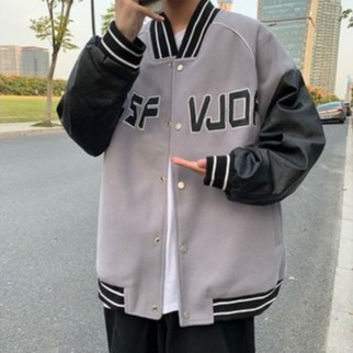 (CÓ ẢNH THẬT) ÁO KHOÁC BÓNG CHÀY UNISEX TAY DA PU