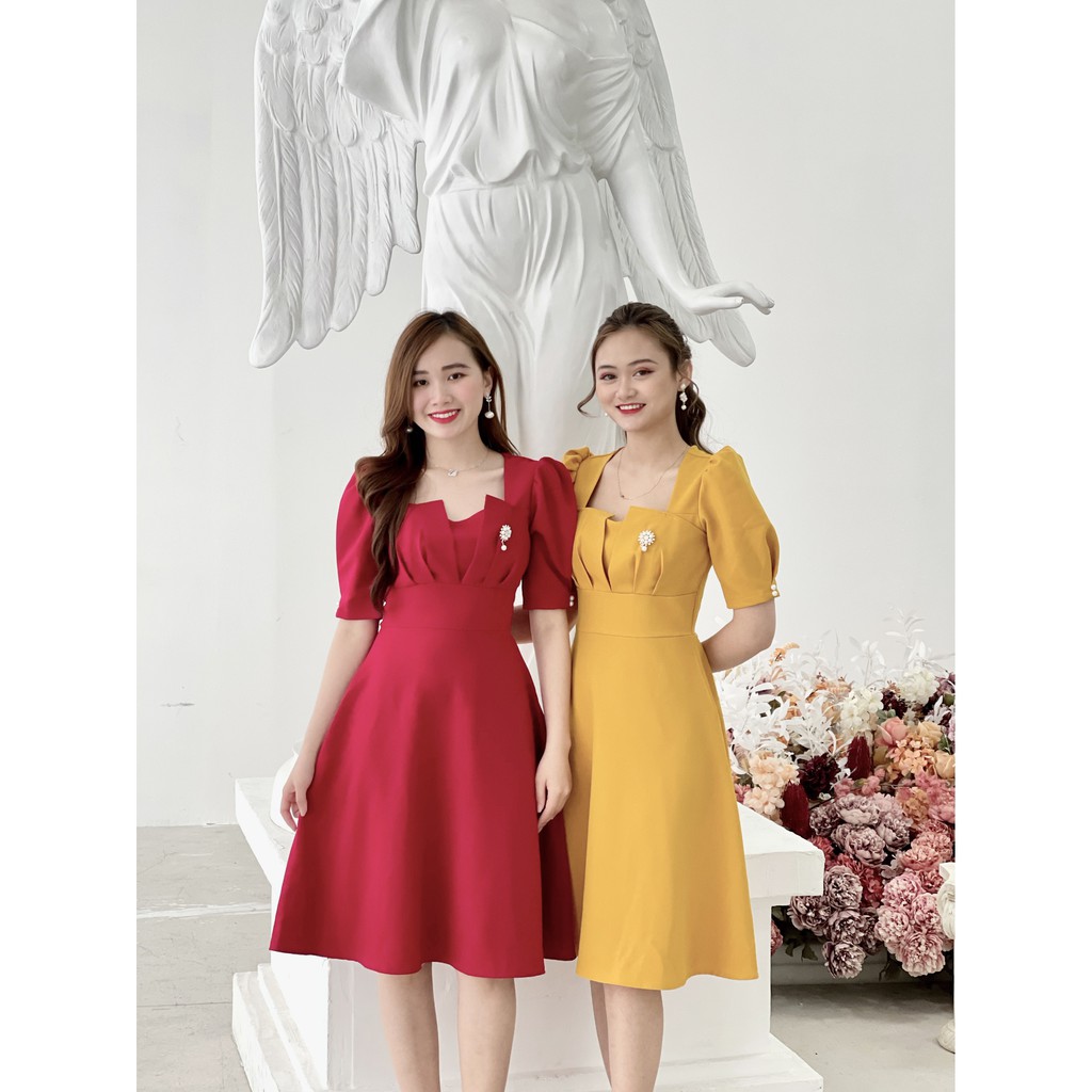 [Mã WASTMAY giảm 15% tối đa 30K đơn 150K] Đầm dự tiệc dáng xòe đáp ngực cao cấp Emvy- K31 | BigBuy360 - bigbuy360.vn