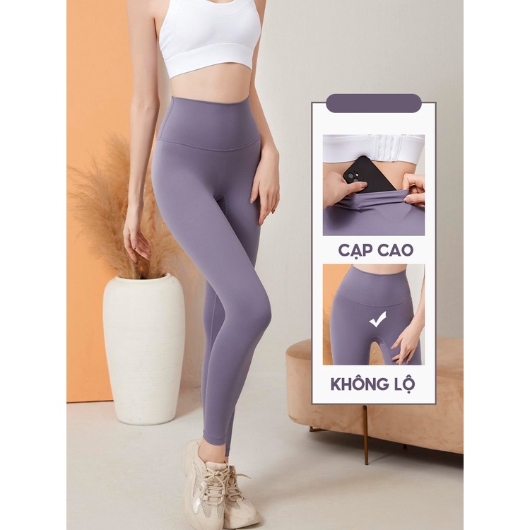 Quần tập gym, yoga nữ lưng cao, co giãn, ôm sát, làm khô bụng, nâng hông mùa thu, đông-QUAYG01