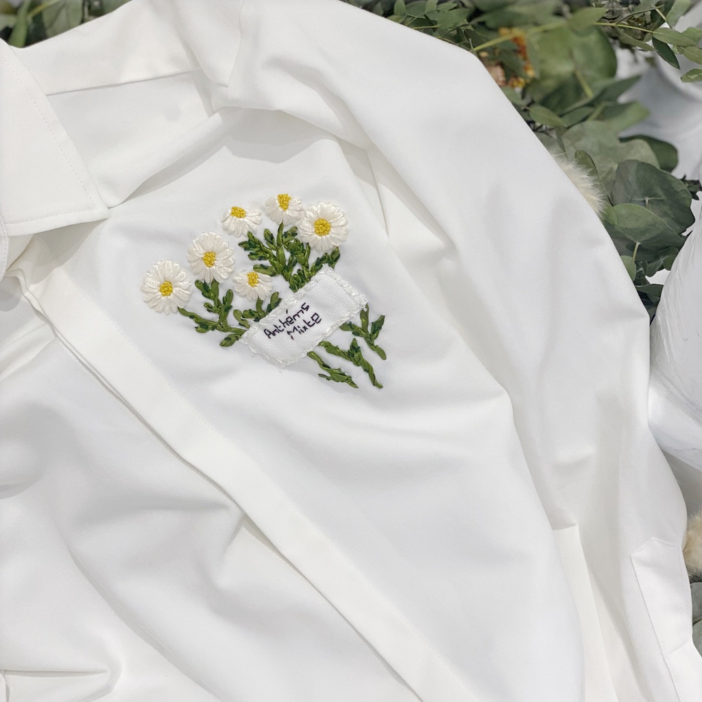 BLANKESPACE Áo Sơ Mi Tay Dài Daisy Shirt Thêu Sắc Nét Thời Trang Nam Nữ Unisex