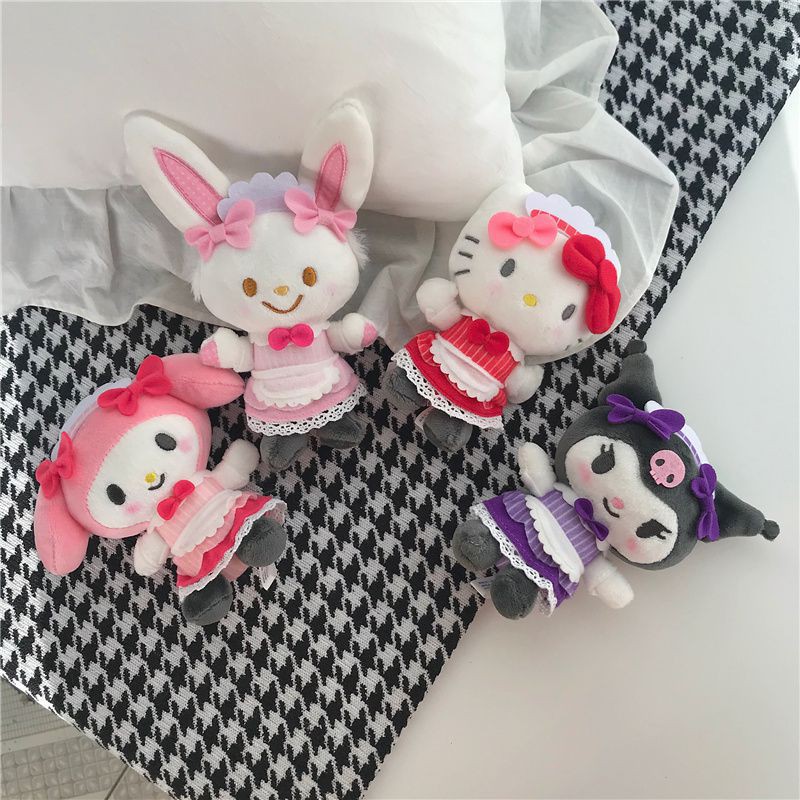 2021New Kuromi My Melody Maid Dress Plush Pendant Stuffed Doll Cartoon Keychain 4.7inch