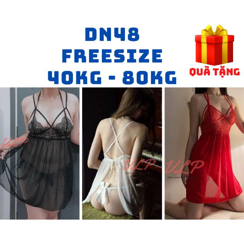 _DN48_Set váy Voan phối ren buộc dây hở sau sexy