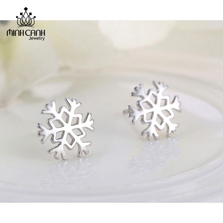 Bông Tai Hình Bông Tuyết Trơn Không Đính Đá - Minh Canh Jewelry