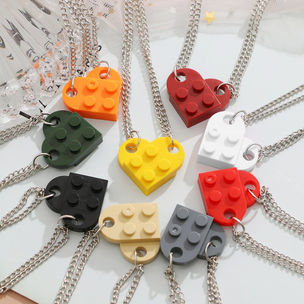 Set 2 vòng cổ mặt mảnh ghép lắp ráp hình trái tim cho cặp đôi