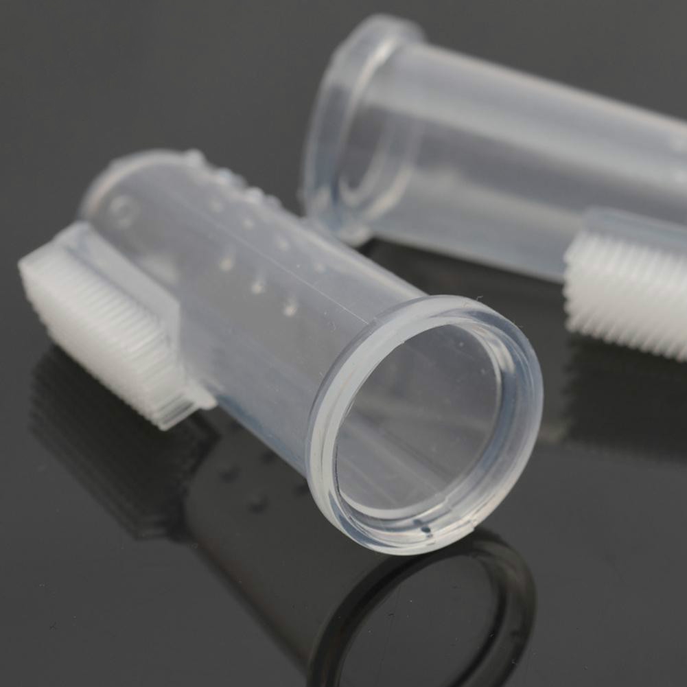 Bộ 2 bàn chải silicon đeo ngón tay chăm sóc răng miệng dành cho thú cưng tiện dụng