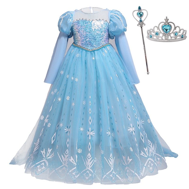 Đầm Hóa Trang Công Chúa Elsa Cho Bé Gái 3-10 Tuổi