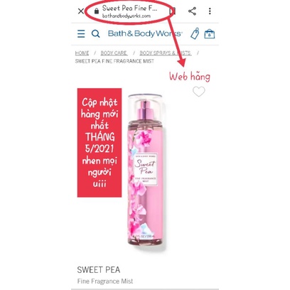 (30ML)XỊT THƠM SWEET PEA BATH AND BODYWORKS