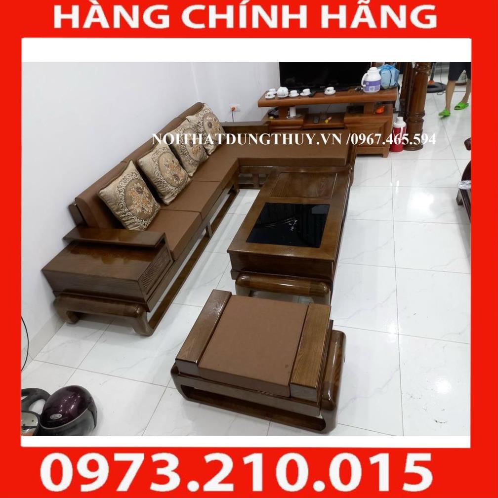 Bộ sofa phòng khách góc L gỗ sồi nga bán chạy nhất