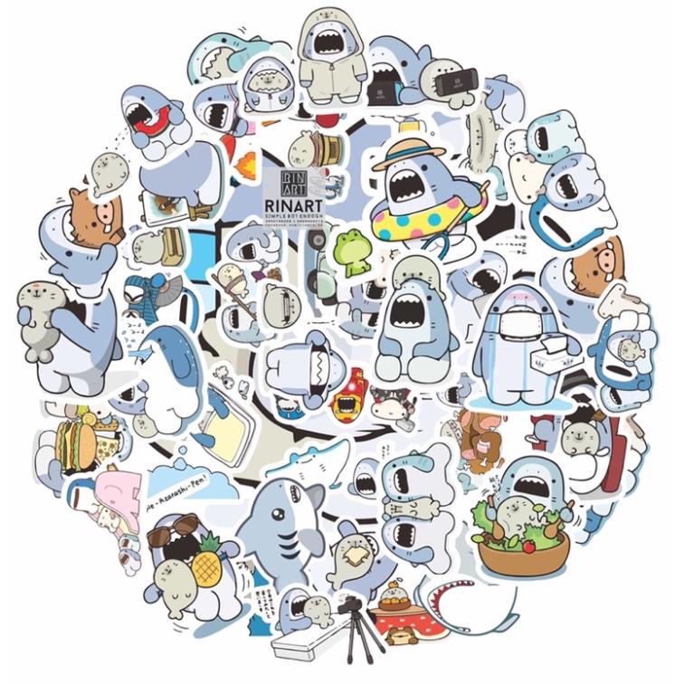 [STICKER 1K] SET 200 STICKER SHARK SIÊU CHẤT DÁN TRANG TRÍ ĐT LAPTOP VALI TƯỜNG TỦ KỆ MŨ BẢO HIỂM XE
