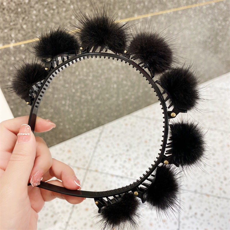 Băng Đô Cài Tóc Đính Bóng Lông Thời Trang Hàn Quốc Cho Nữ