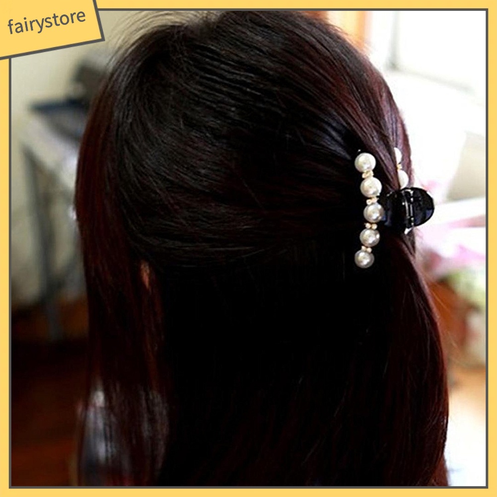 Kẹp tóc đính đá và ngọc trai giả thanh lịch dành cho nữ
