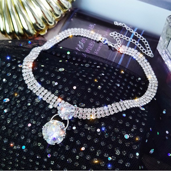 (Có clip) Choker đính full đá sang chảnh Crystal Necklace