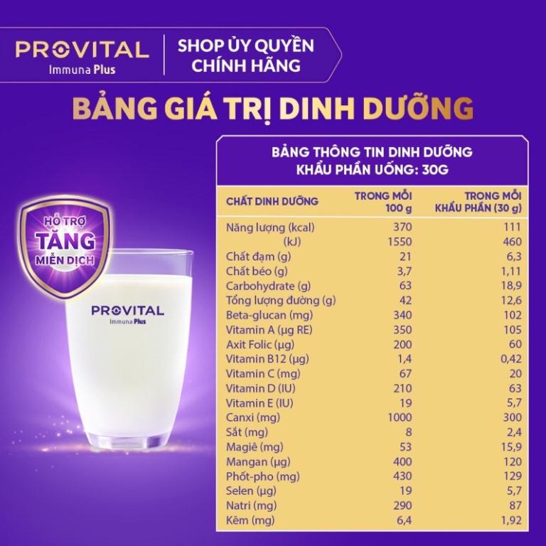 Sữa bột provital immuna Plus hộp 480g - bổ sung dinh dưỡng và canxi GIÁ KM SỐ LƯỢNG CÓ HẠN DATE T12/2023