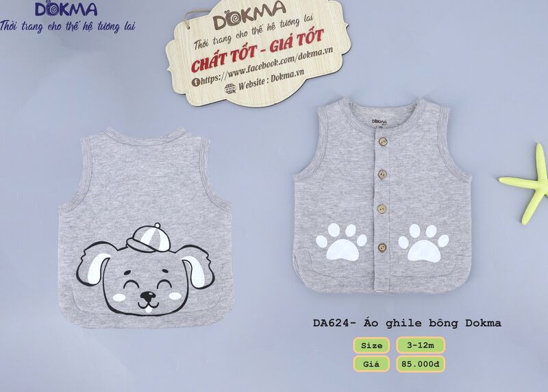 Áo gile bông Dokma DA624 - SIZE 3-12M
