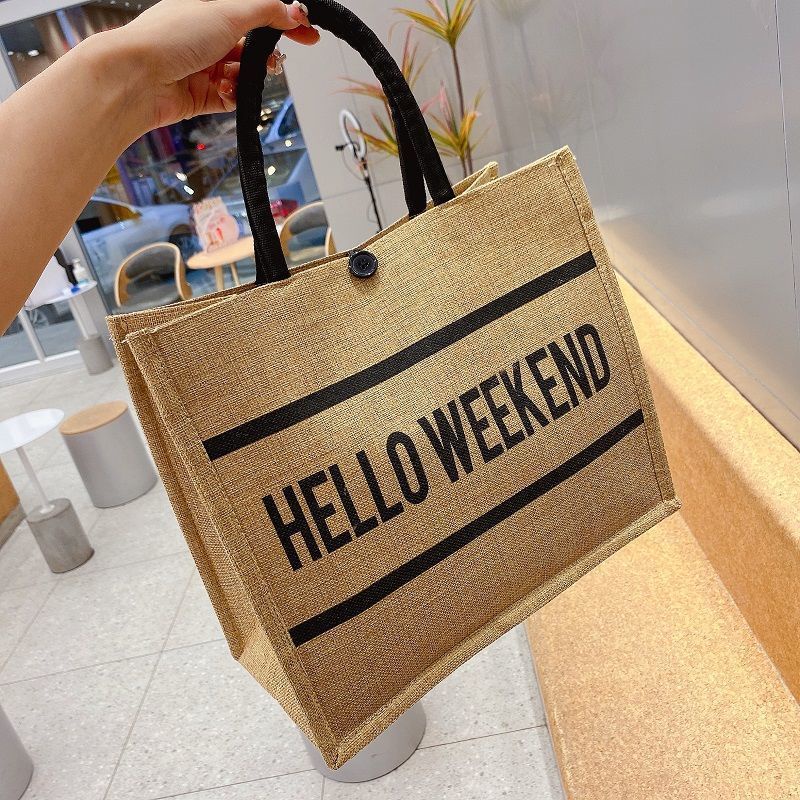 Túi cói Hello Weekend mẫu mới đi biển đi chơi du lịch hot 2022