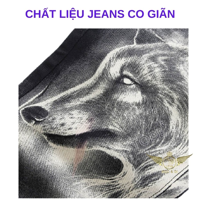Quần jean nam cao cấp đẹp độc lạ LEVAMEN chất liệu vải bò jeans co giãn dáng thường hình chó sói QJ018 | BigBuy360 - bigbuy360.vn