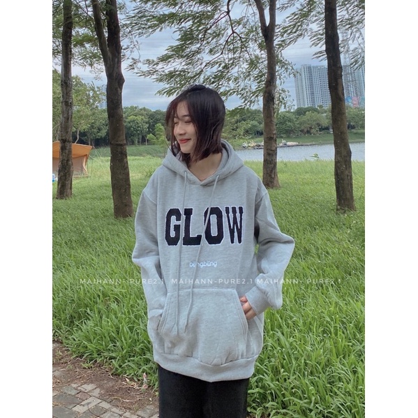Áo hoodie nỉ lót bông chữ GLOW | BigBuy360 - bigbuy360.vn