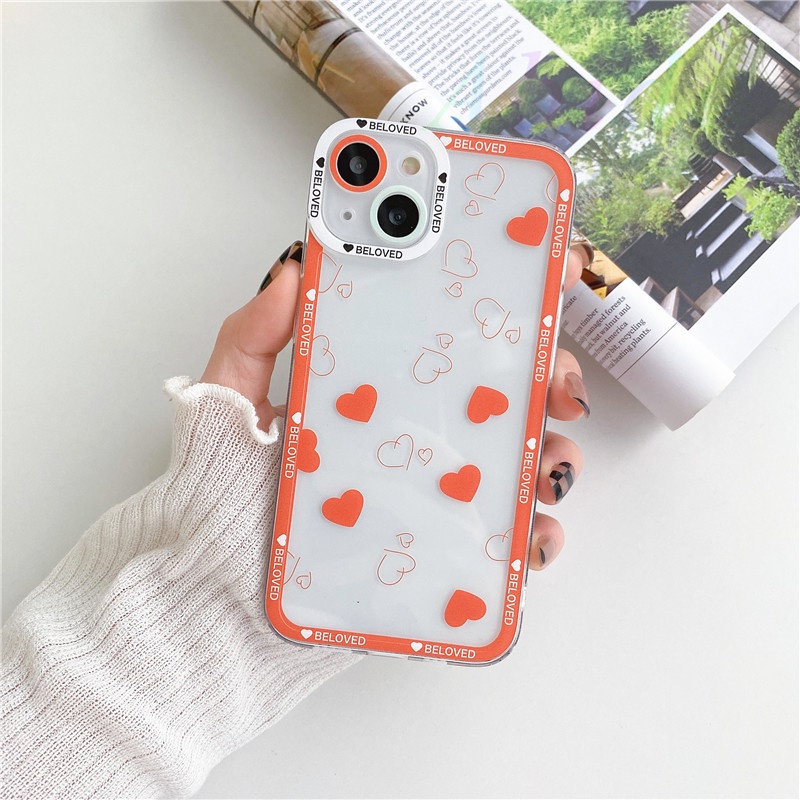 Ốp Điện Thoại In Hình Trái Tim Chống Vỡ Thời Trang Cho iphone 13 11 12 pro max XR 7 / 8plus