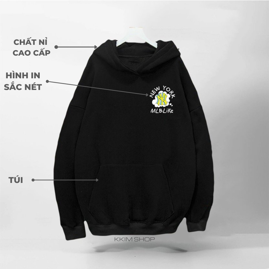 Áo Nỉ HOODIE NY MLP, Áo hoodie XANH LÁ unisex nam nữ form rộng oversize chất liệu Nỉ bông cao cấp KKIM SHOP