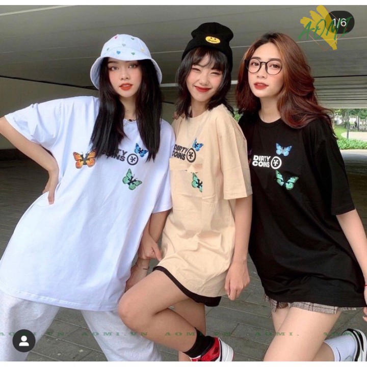 Áo thun phông có regular và tay lỡ form rộng BƯỚM DIRTY COINS Unisex Thời trang AOMI