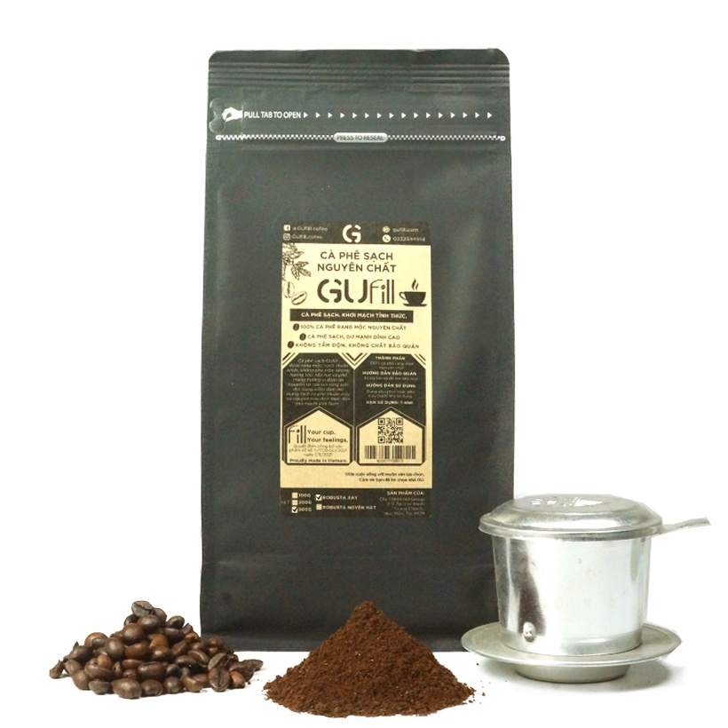 Cà phê nguyên chất GUfill - 100% Robusta Đăk Lăk rang mộc - Cà phê sạch, Gu mạnh đỉnh cao